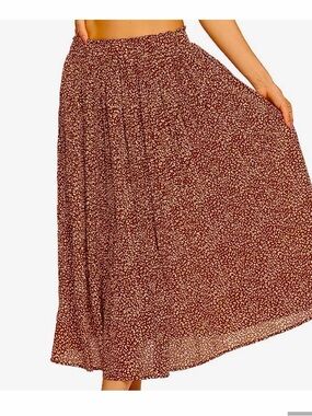 EXLURA Women's Rust Animal Print Maxi Skirt L